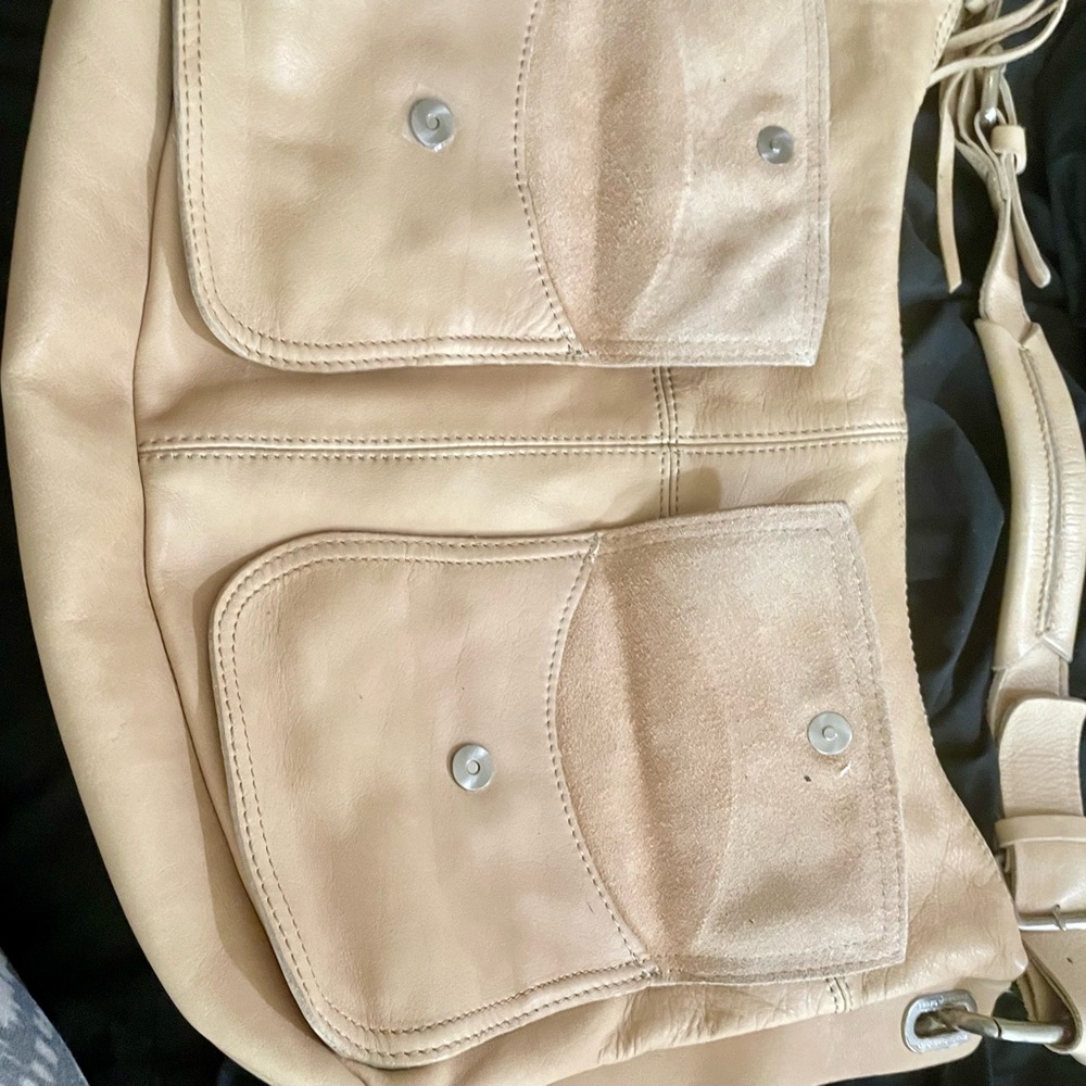 Adolfo Dominguez cream tan leather satchel - Picture 2 of 10